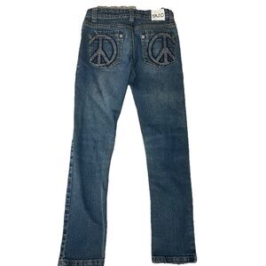 Yaso Girls Jeans Tag Flaw Size 10 Peace Sign Y2K Vintage Inspired Straight Leg
